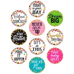 Image for Teacher Created Resources Confetti Positive Sayings Accents, Round, Pack of 30 from School Specialty