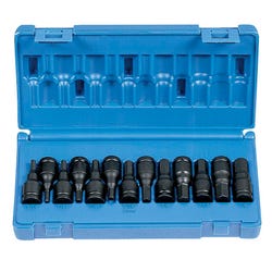 Image for Grey Pneumatic 13-Piece Hex Driver Socket Set - Fraction/Metric, 3/8 in, Set of 13 from School Specialty