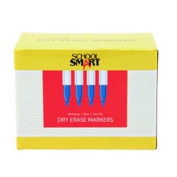 Image for School Smart Dry Erase Pen Style Markers, Fine Tip, Blue, Pack of 48 from School Specialty