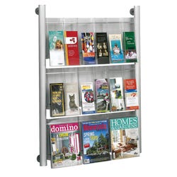 Image for Safco Luxe Wall Mount Magazine Rack, 31-3/4 x 5 x 41 Inches, 9 Pocket, Aluminum, Silver from School Specialty