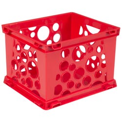Image for Storex Mini Stackable Storage Crate, 9 x 7-3/4 x 6 Inches, Red from School Specialty