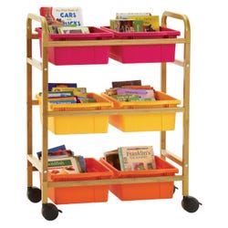 Copernicus Small Bamboo Book Browser Cart Vibrant Warm Tub Combo, 28 x 18-3/4 x 36-1/2 Inches, Item Number 2091736