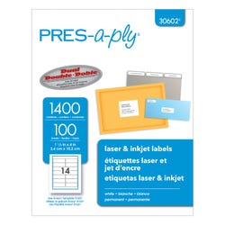 Image for Pres-a-ply Laser/Inkjet Labels, 1-1/3 x 4 Inches, Pack of 1400 from School Specialty