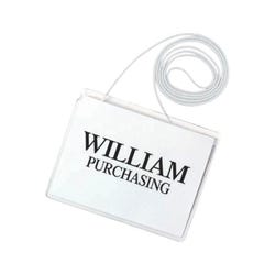 Image for Time's Up! Hanging Name Badge Kit with White Elastic Cord and Inserts, 4 x 3 Inches, Pack of 50 from School Specialty