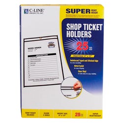 C-Line Shop Ticket Holders, 9 x 12 Inches, Clear/Black Trim, Pack of 25 2129753