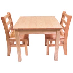 Childcraft Hardwood Table and Chair Set, Square, 24 x 24 x 20 Inches, Two 12-Inch Chairs, Item Number 2027799