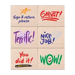 Image for Hero Arts Rubber Woodblock Stamp Set, Teacher Approval, Set of 6 from School Specialty