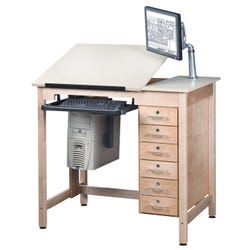 Image for Diversified Woodcrafts Drawing Table, 42 x 30 x 39-3/4 Inches, Almond Colored Plastic Laminate Top and Drawers from School Specialty
