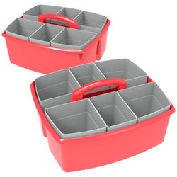 Image for Storex Large Caddy with Sorting Cups, 13 x 11 x 6-3/8 Inches, Red, Pack of 2 from School Specialty