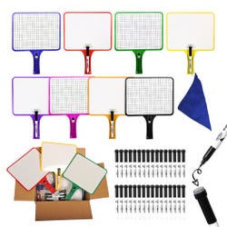 Image for KleenSlate Rectangular Dry Erase Boards with Dry Erase Markers, Two-Sided, Graph/Plain, Assorted Colors, Pack of 32 from School Specialty