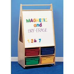 Image for Childcraft Mobile Magnetic Dry-Erase Double-Sided Easel, 4 Assorted Color Trays, 24-3/4 x 16 x 46 Inches from School Specialty