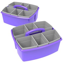 Image for Storex Large Caddy with Sorting Cups, 13 x 11 x 6-3/8 Inches, Purple, Pack of 2 from School Specialty