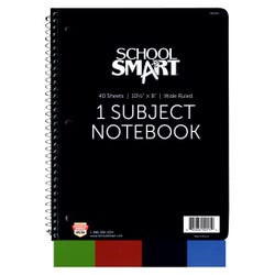 School Smart Spiral Non-Perforated 1 Subject Wide Ruled Notebook, 10-1/2 x 8 Inches 085264