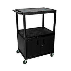 Image for AV Cart, Two Shelf with steel locking cabinet, Molded Plastic, 24 x 18 x 48 Inches from School Specialty