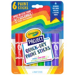 Image for Crayola Project Paint Sticks, Assorted Classic Colors, Set of 6 from School Specialty