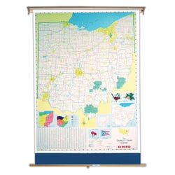 Image for Nystrom Ohio Pull Down Roller Classroom Map, 51 x 68 Inches from School Specialty