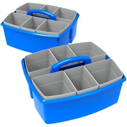 Image for Storex Large Caddy with Sorting Cups, 13 x 11 x 6-3/8 Inches, Blue, Pack of 2 from School Specialty