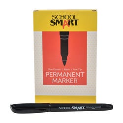 Image for School Smart Fine Tip Permanent Markers, Quick-Drying and Water Resistant, 1 mm Tip, Black, Pack of 12 from School Specialty
