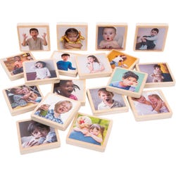 Image for Tickit My Emotions Wooden Tiles, Set of 18 from School Specialty