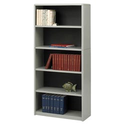 Safco ValueMate Bookcase, 5 Shelves, 31-3/4 x 13-1/2 x 67 Inches, Gray, Item Number 1067337
