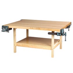 Image for Diversified Woodcrafts 4 Vice Workbench, 64 x 54 x 31-1/4 Inches, Maple from School Specialty