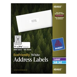 Image for Avery EcoFriendly Address Labels, 1 x 2-5/8 Inches, Pack of 3000 from School Specialty