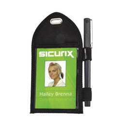 Image for Sicurix Badge Holder with Pen Loop, 6 inches Height, Insert 3-1/2 x 2-1/2 Inches, Black from School Specialty
