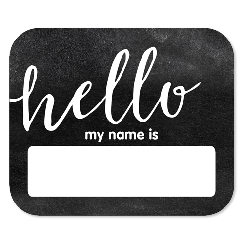 Name tag with, hello my name is... blank.