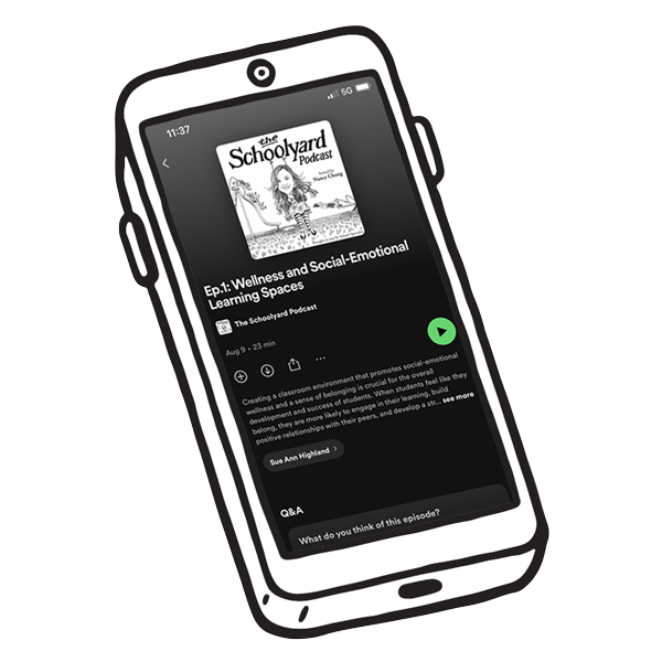 Phone with podcast episode open on screen